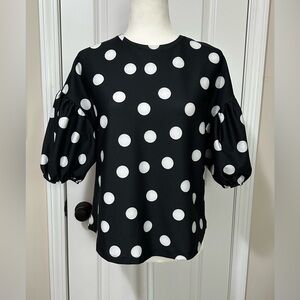 Zara Dolman Puff Sleeve Polka Dot Women’s Blouse - Size M